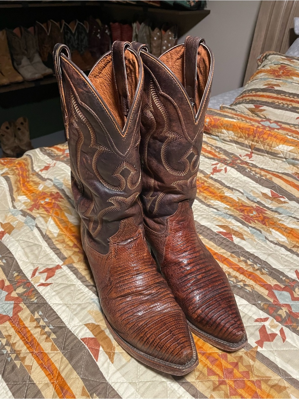 Dan post tegu lizard snip toe boots size 8.5